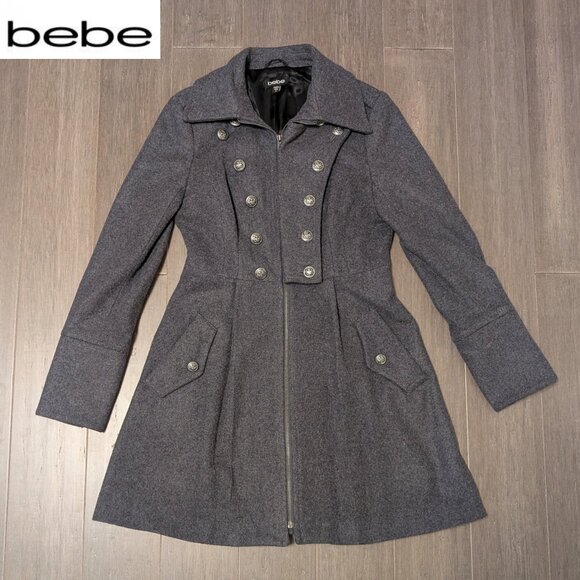 bebe Jackets & Blazers - Bebe, Wool Blend Military Style Coat, Size S, Excellent Condition